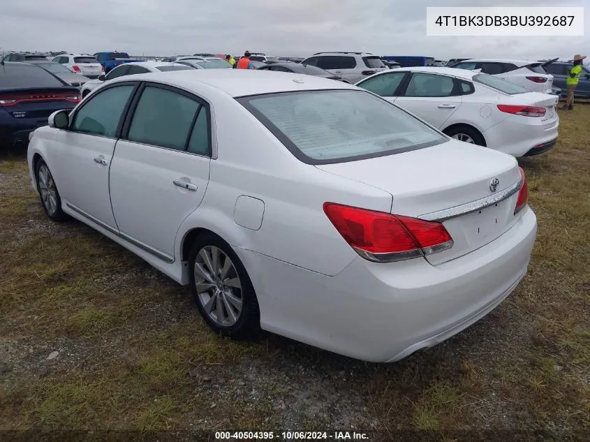 2011 Toyota Avalon Limited VIN: 4T1BK3DB3BU392687 Lot: 40504395