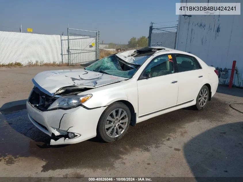 2011 Toyota Avalon Limited VIN: 4T1BK3DB4BU424241 Lot: 40526046