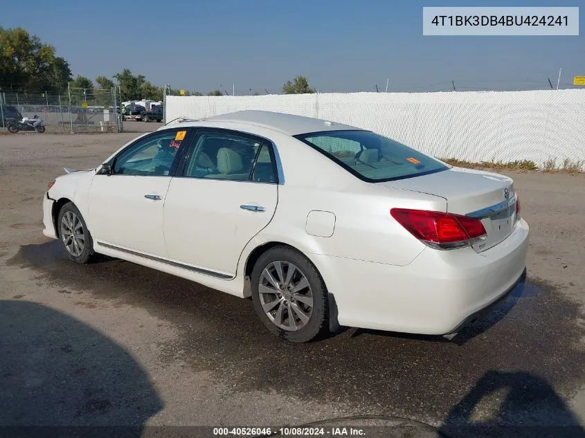 2011 Toyota Avalon Limited VIN: 4T1BK3DB4BU424241 Lot: 40526046