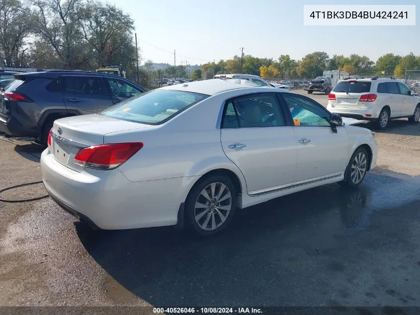 2011 Toyota Avalon Limited VIN: 4T1BK3DB4BU424241 Lot: 40526046