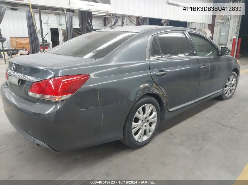 4T1BK3DB3BU412839 2011 Toyota Avalon