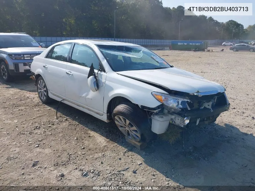 2011 Toyota Avalon Limited VIN: 4T1BK3DB2BU403713 Lot: 40551517