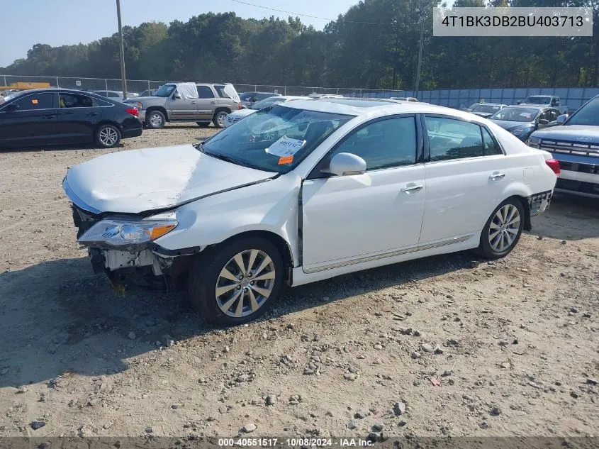 2011 Toyota Avalon Limited VIN: 4T1BK3DB2BU403713 Lot: 40551517