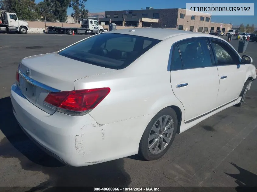 2011 Toyota Avalon Limited VIN: 4T1BK3DB0BU399192 Lot: 40608966