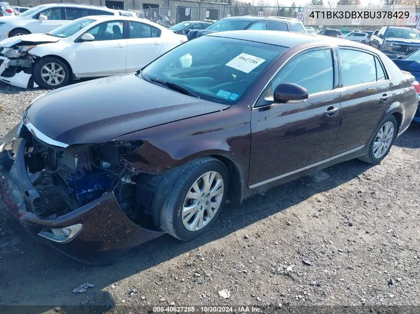 2011 Toyota Avalon VIN: 4T1BK3DBXBU378429 Lot: 40627285