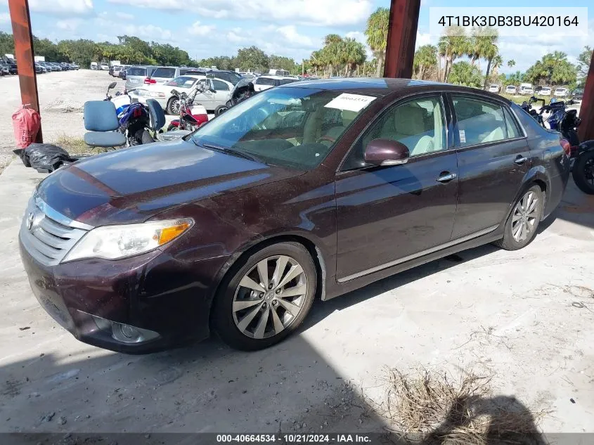 2011 Toyota Avalon Limited VIN: 4T1BK3DB3BU420164 Lot: 40664534