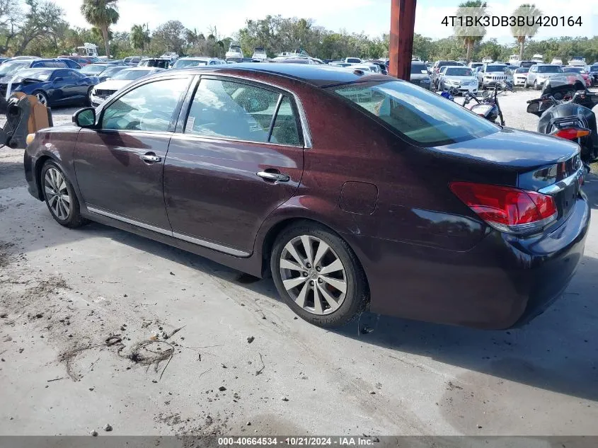 2011 Toyota Avalon Limited VIN: 4T1BK3DB3BU420164 Lot: 40664534