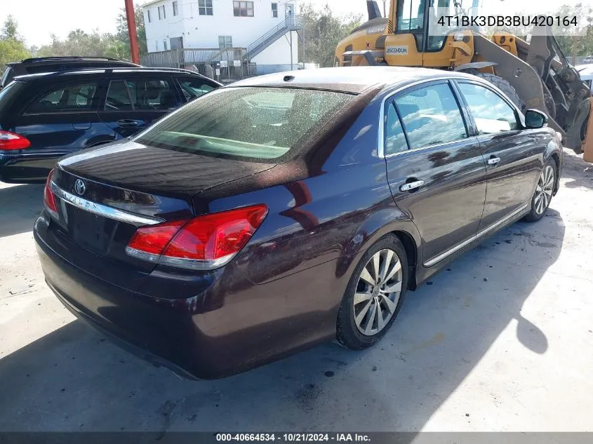 2011 Toyota Avalon Limited VIN: 4T1BK3DB3BU420164 Lot: 40664534