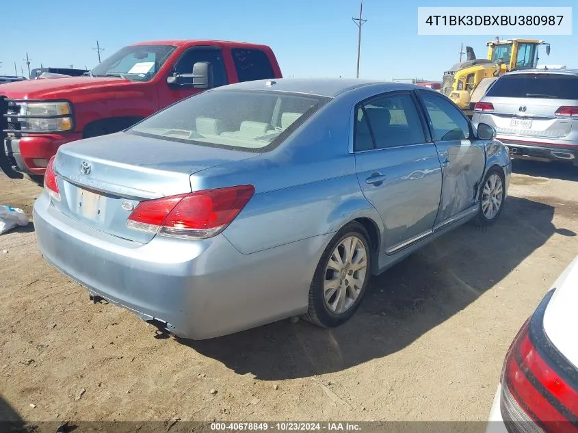 2011 Toyota Avalon VIN: 4T1BK3DBXBU380987 Lot: 40678849