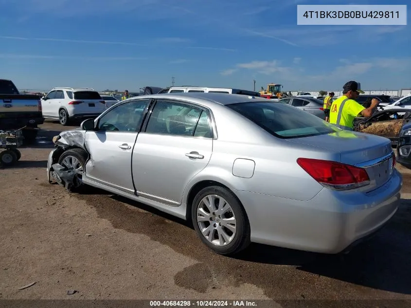 2011 Toyota Avalon Limited VIN: 4T1BK3DB0BU429811 Lot: 40684298