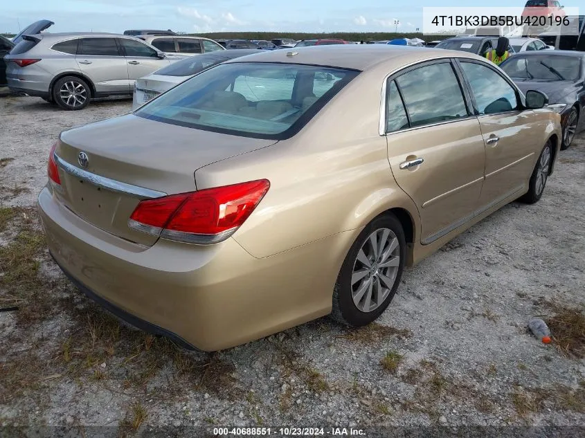 2011 Toyota Avalon Limited VIN: 4T1BK3DB5BU420196 Lot: 40688551