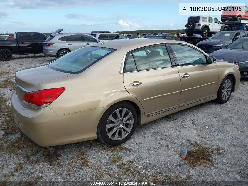 2011 Toyota Avalon Limited VIN: 4T1BK3DB5BU420196 Lot: 40688551