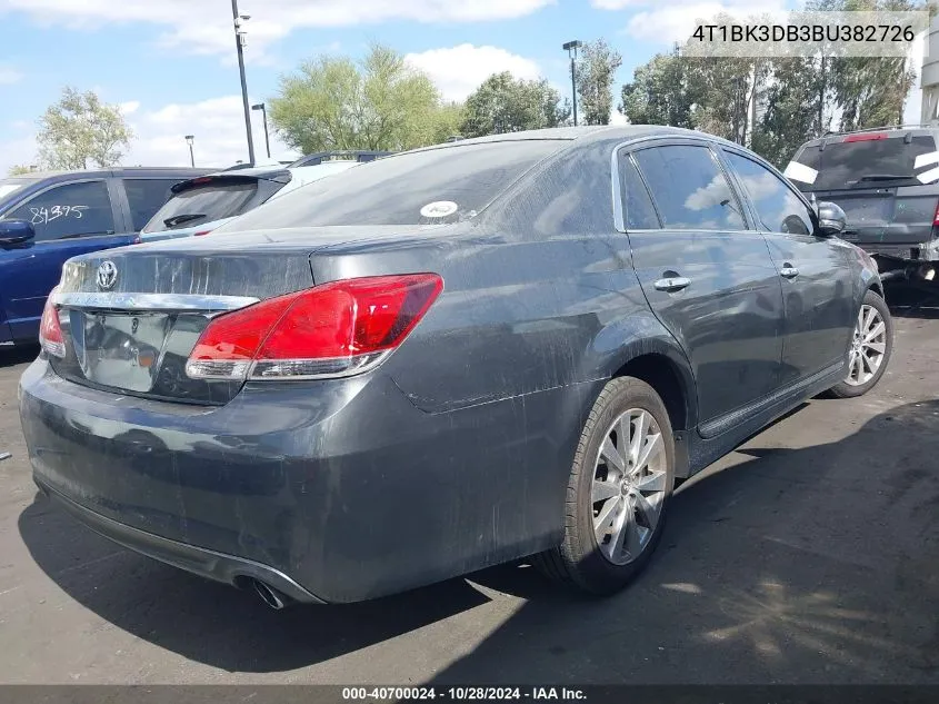 2011 Toyota Avalon Limited VIN: 4T1BK3DB3BU382726 Lot: 40700024