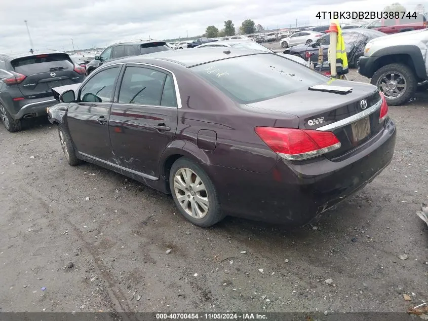 2011 Toyota Avalon VIN: 4T1BK3DB2BU388744 Lot: 40700454