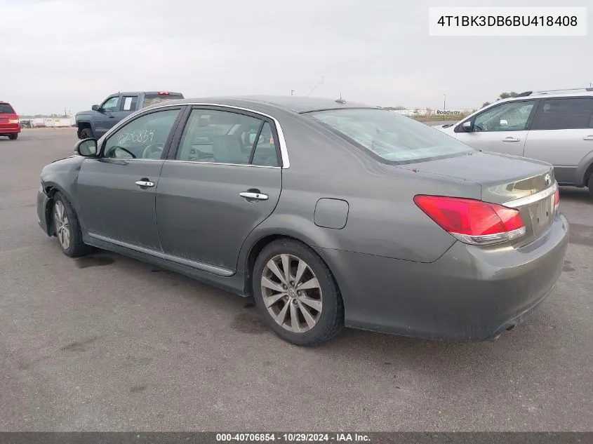 2011 Toyota Avalon Limited VIN: 4T1BK3DB6BU418408 Lot: 40706854