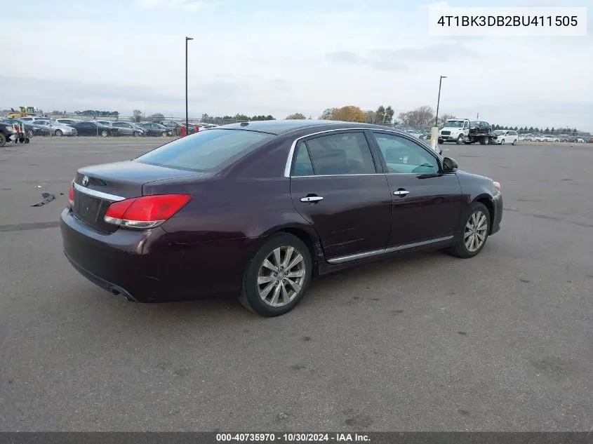 2011 Toyota Avalon Limited VIN: 4T1BK3DB2BU411505 Lot: 40735970