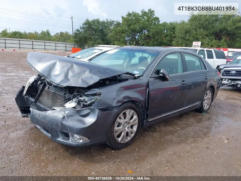 2011 Toyota Avalon VIN: 4T1BK3DB8BU401934 Lot: 40736539