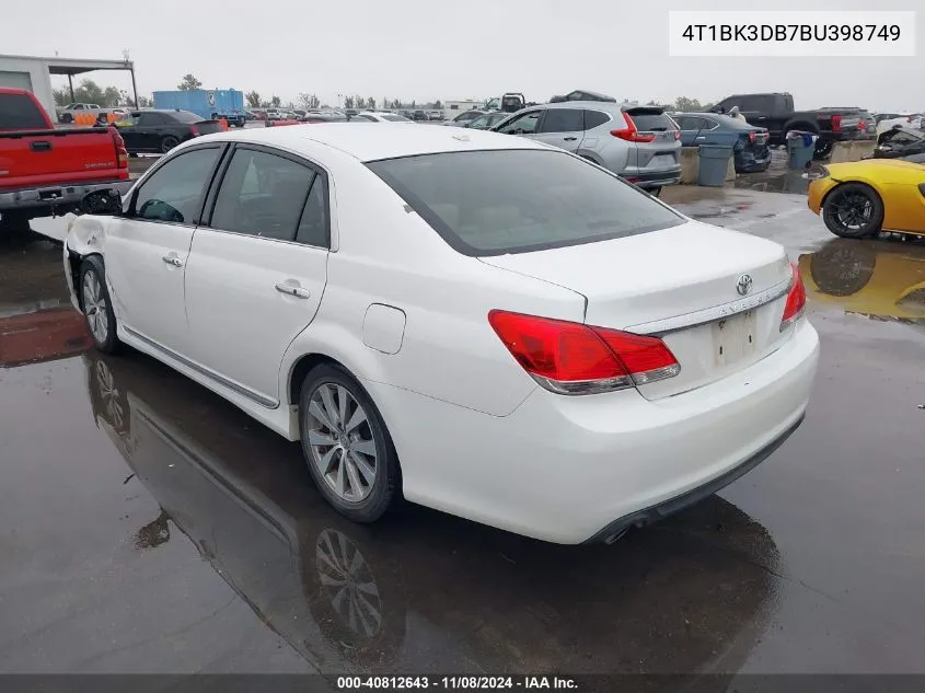 2011 Toyota Avalon Limited VIN: 4T1BK3DB7BU398749 Lot: 40812643