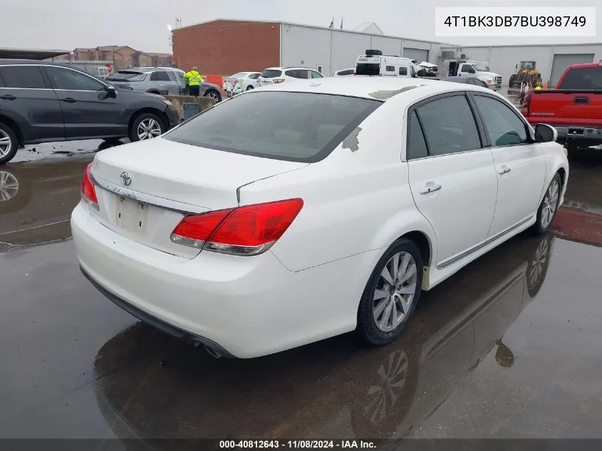 2011 Toyota Avalon Limited VIN: 4T1BK3DB7BU398749 Lot: 40812643