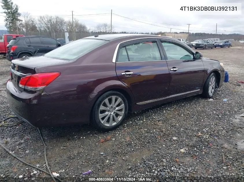 2011 Toyota Avalon Limited VIN: 4T1BK3DB0BU392131 Lot: 40833804