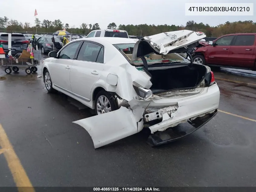 2011 Toyota Avalon VIN: 4T1BK3DBXBU401210 Lot: 40851325