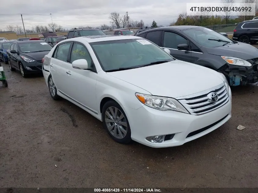 2011 Toyota Avalon Limited VIN: 4T1BK3DBXBU436992 Lot: 40851428