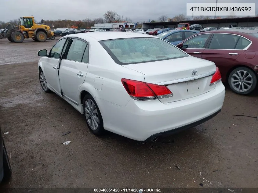 2011 Toyota Avalon Limited VIN: 4T1BK3DBXBU436992 Lot: 40851428