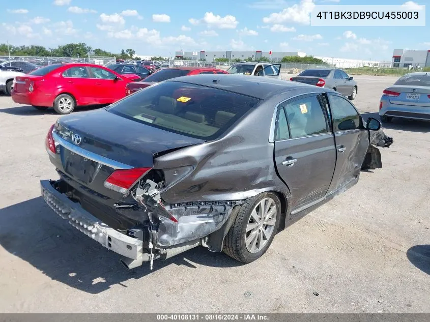 2012 Toyota Avalon Limited VIN: 4T1BK3DB9CU455003 Lot: 40108131