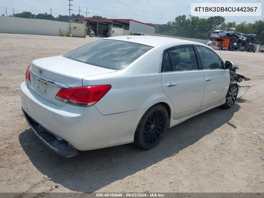 4T1BK3DB4CU442367 2012 Toyota Avalon Limited