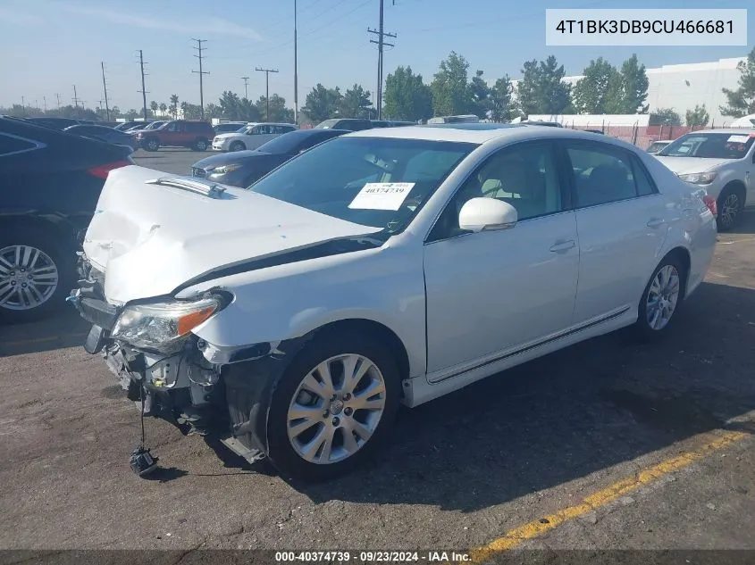 2012 Toyota Avalon VIN: 4T1BK3DB9CU466681 Lot: 40374739