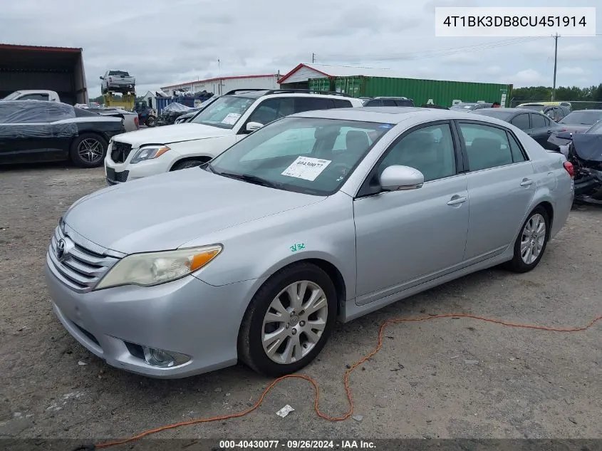 2012 Toyota Avalon VIN: 4T1BK3DB8CU451914 Lot: 40430077