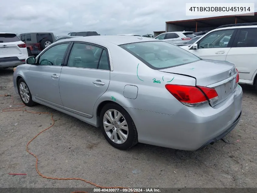 2012 Toyota Avalon VIN: 4T1BK3DB8CU451914 Lot: 40430077