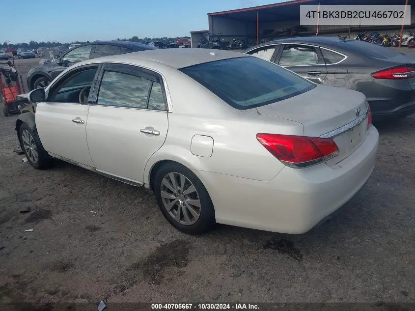 2012 Toyota Avalon Limited VIN: 4T1BK3DB2CU466702 Lot: 40705667