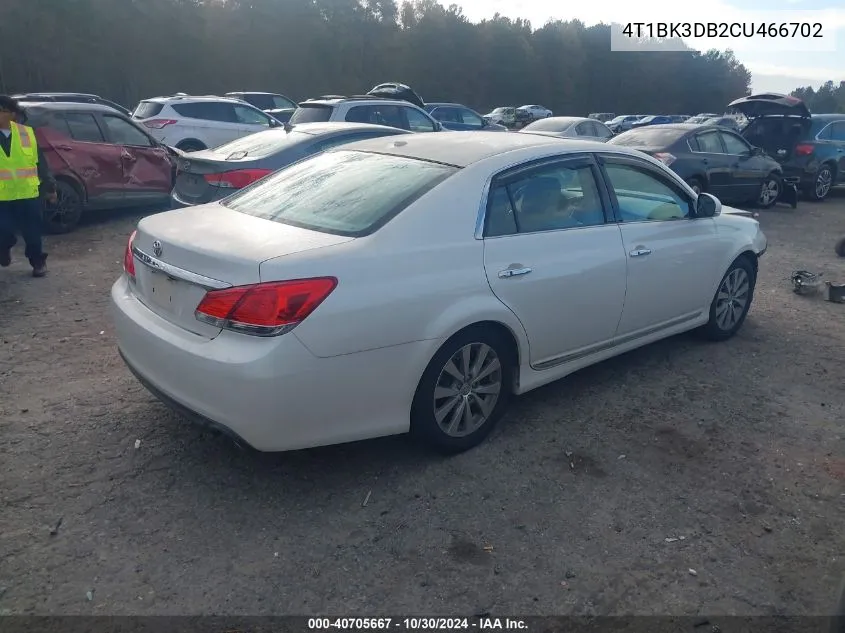 2012 Toyota Avalon Limited VIN: 4T1BK3DB2CU466702 Lot: 40705667