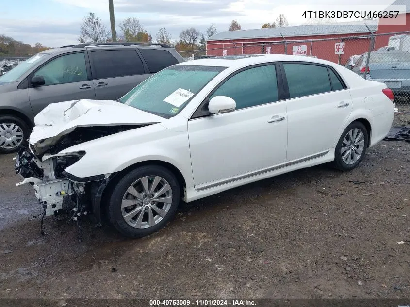 4T1BK3DB7CU466257 2012 Toyota Avalon Limited