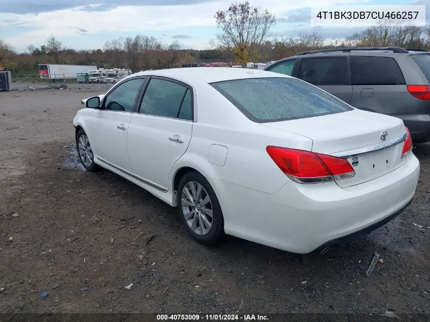 4T1BK3DB7CU466257 2012 Toyota Avalon Limited