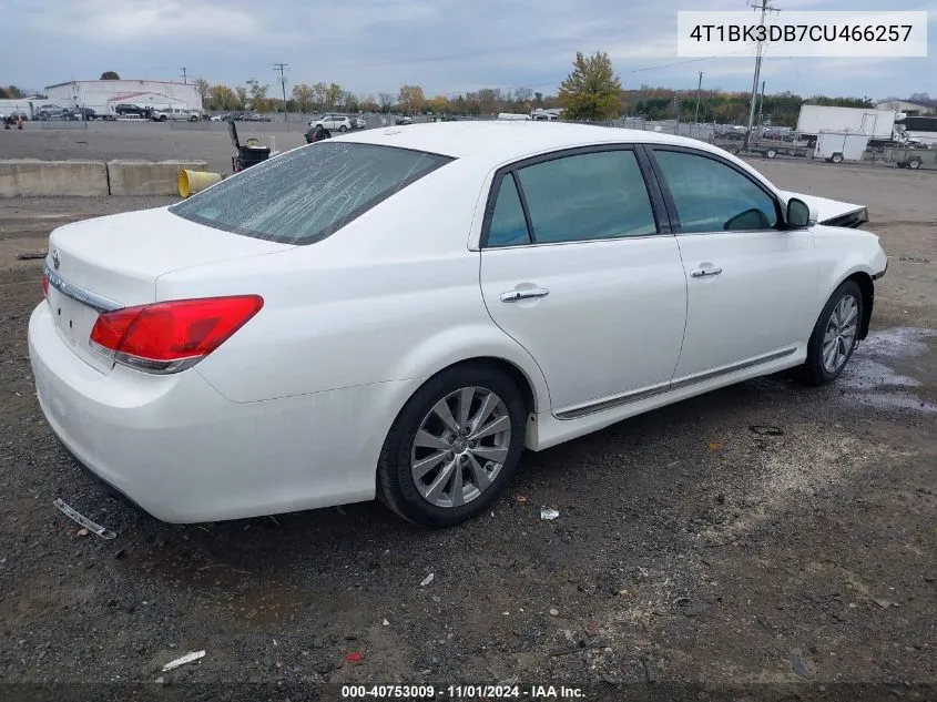 4T1BK3DB7CU466257 2012 Toyota Avalon Limited