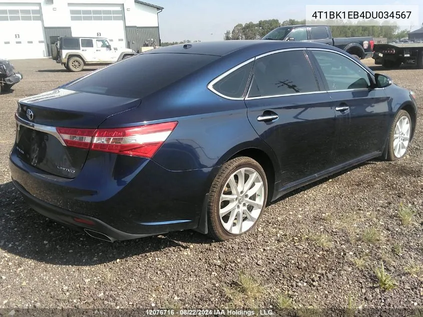 2013 Toyota Avalon Xle VIN: 4T1BK1EB4DU034567 Lot: 12076716