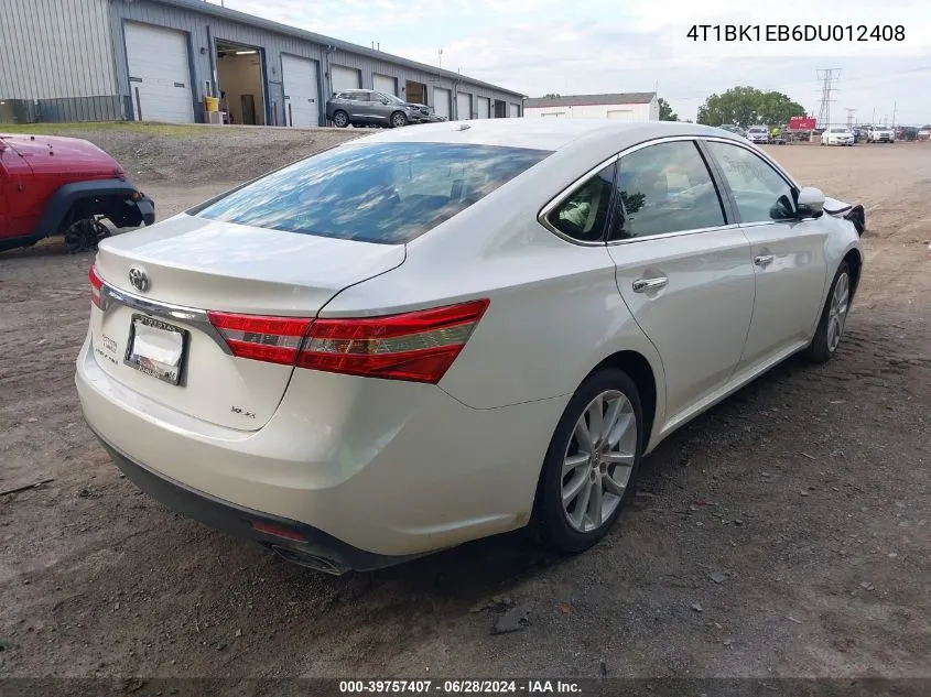 2013 Toyota Avalon Xle Touring VIN: 4T1BK1EB6DU012408 Lot: 39757407