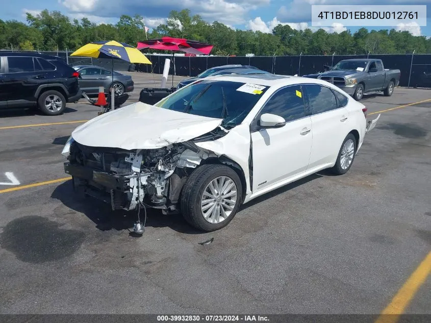 4T1BD1EB8DU012761 2013 Toyota Avalon Hybrid Limited