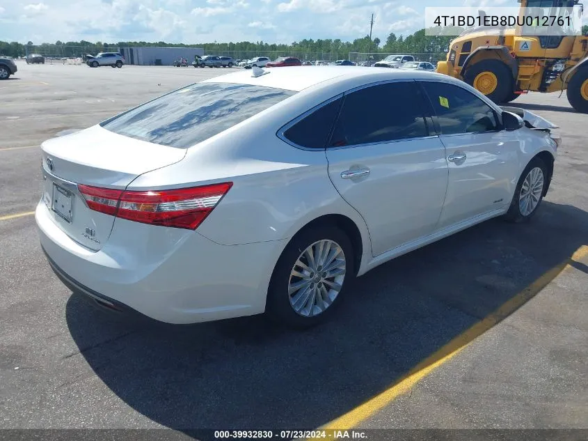 2013 Toyota Avalon Hybrid Limited VIN: 4T1BD1EB8DU012761 Lot: 39932830