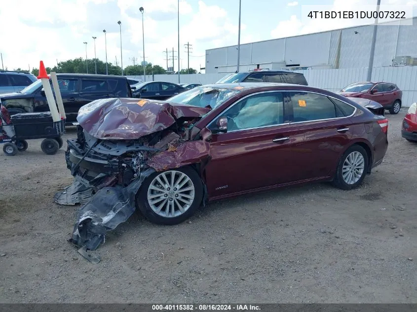 2013 Toyota Avalon Hybrid Limited VIN: 4T1BD1EB1DU007322 Lot: 40115382