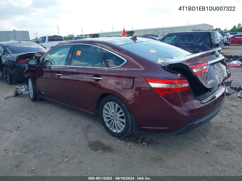 2013 Toyota Avalon Hybrid Limited VIN: 4T1BD1EB1DU007322 Lot: 40115382