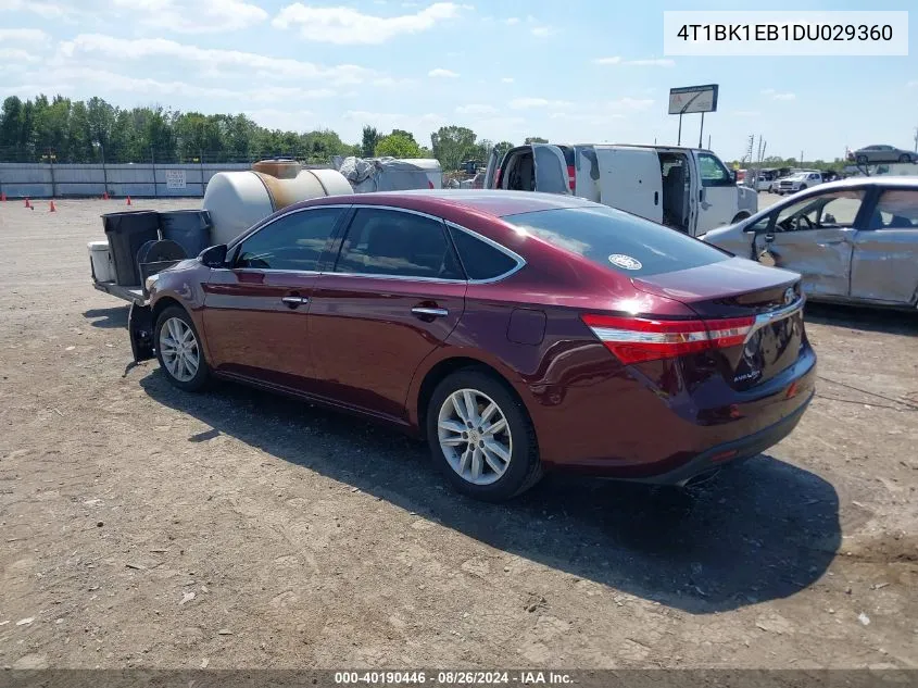 2013 Toyota Avalon Xle Premium VIN: 4T1BK1EB1DU029360 Lot: 40190446