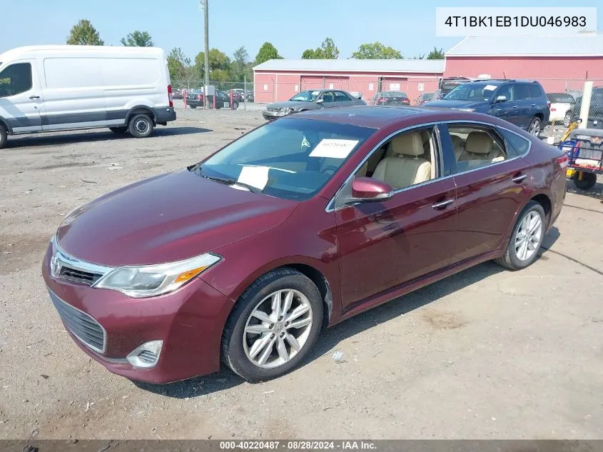 2013 Toyota Avalon Xle Premium VIN: 4T1BK1EB1DU046983 Lot: 40220487