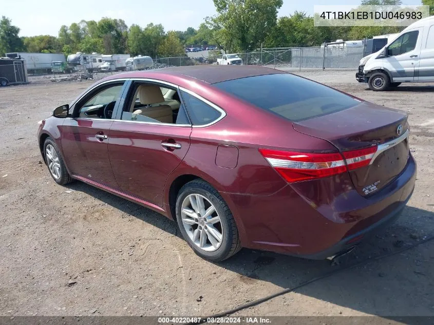 2013 Toyota Avalon Xle Premium VIN: 4T1BK1EB1DU046983 Lot: 40220487