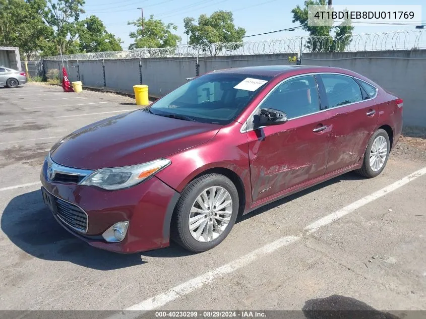 2013 Toyota Avalon Hybrid Xle Touring VIN: 4T1BD1EB8DU011769 Lot: 40230299