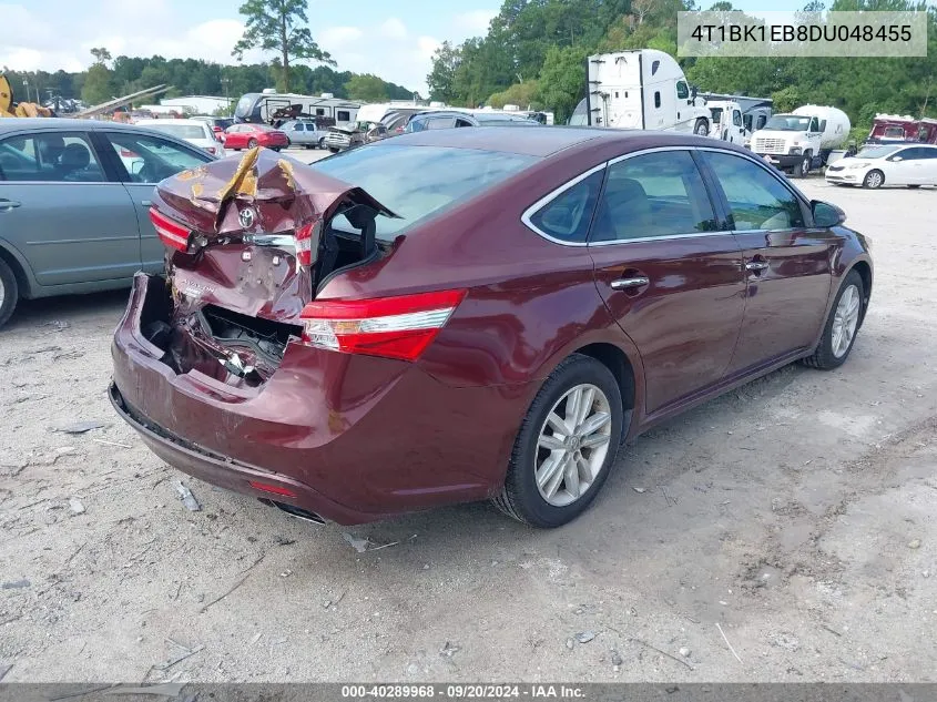 2013 Toyota Avalon Xle VIN: 4T1BK1EB8DU048455 Lot: 40289968