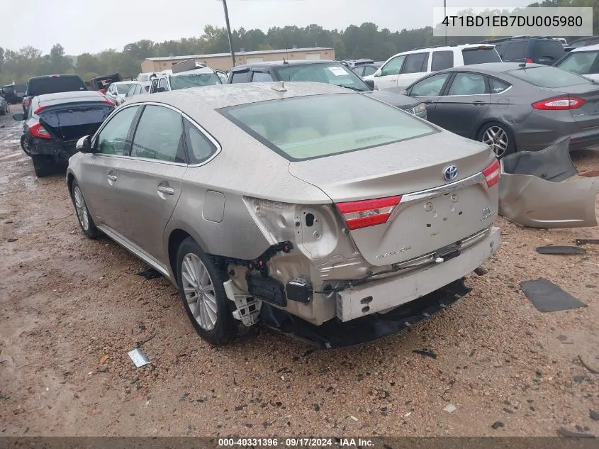 2013 Toyota Avalon Hybrid Limited VIN: 4T1BD1EB7DU005980 Lot: 40331396