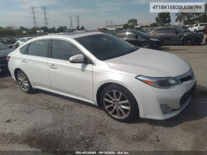 2013 Toyota Avalon Limited VIN: 4T1BK1EB2DU058799 Lot: 40335490